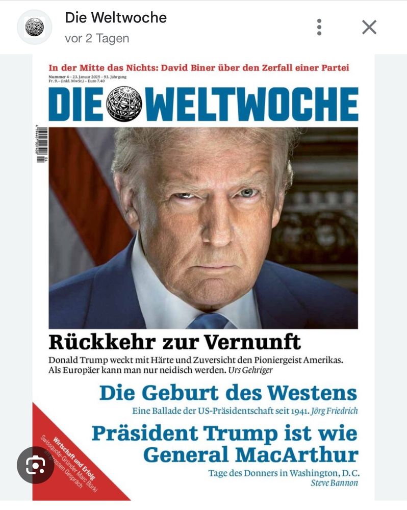 Weltwoche Cover nach Trumps Wahl Titel: Rückkehr zur Vernunft 