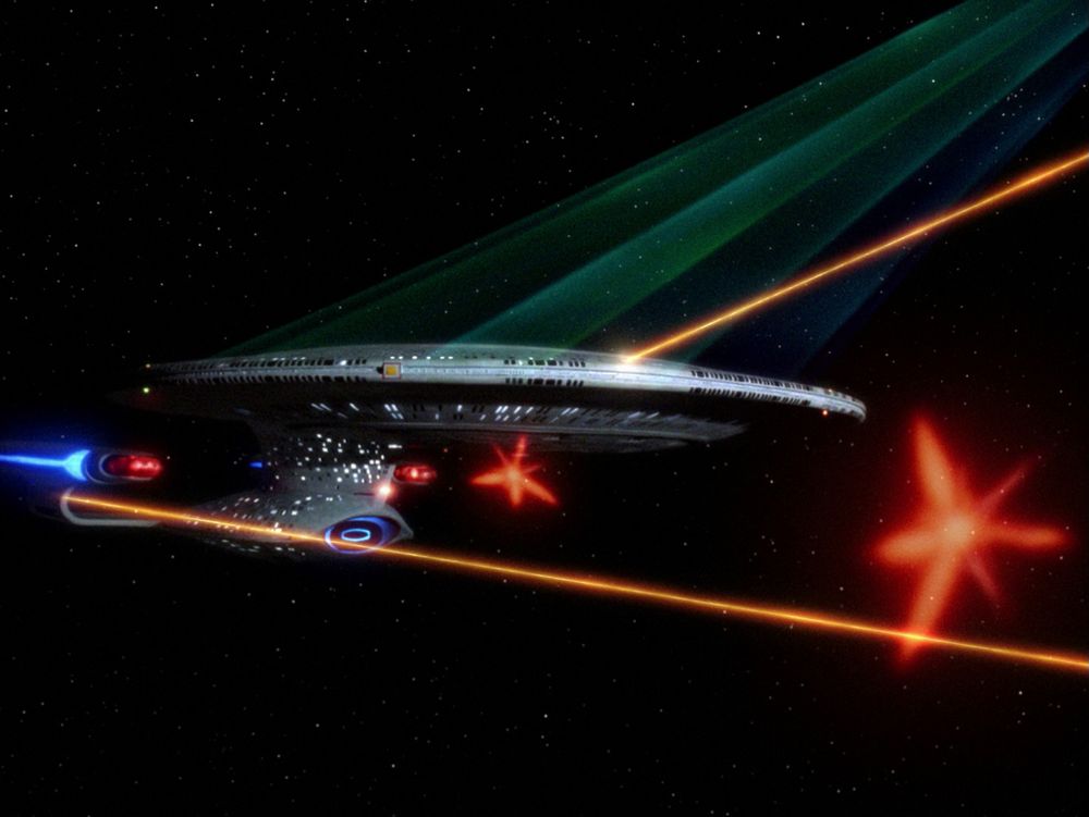 Also the Enterprise D from Star Trek The Next Generation but this time going totally sickhouse with phasers & photon torpedoes.