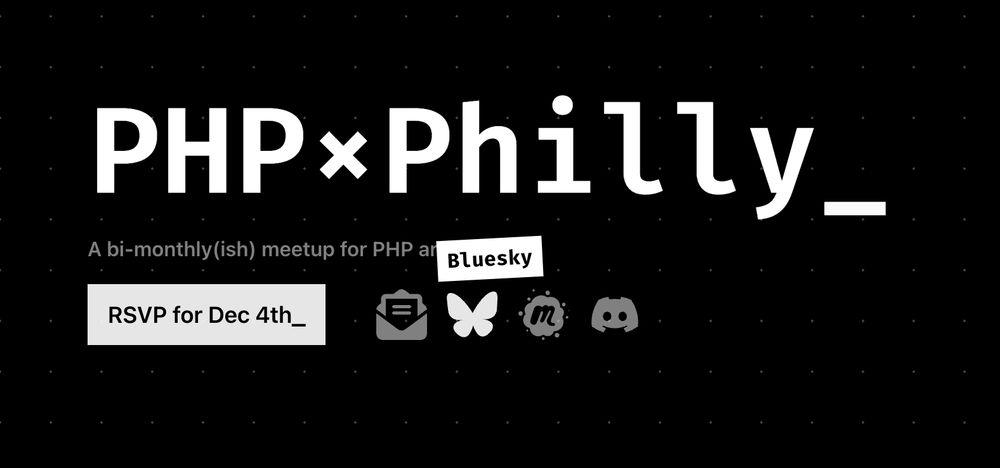 Screen shot of phpxphilly.com showing Twitter removed and replaced with Bluesky