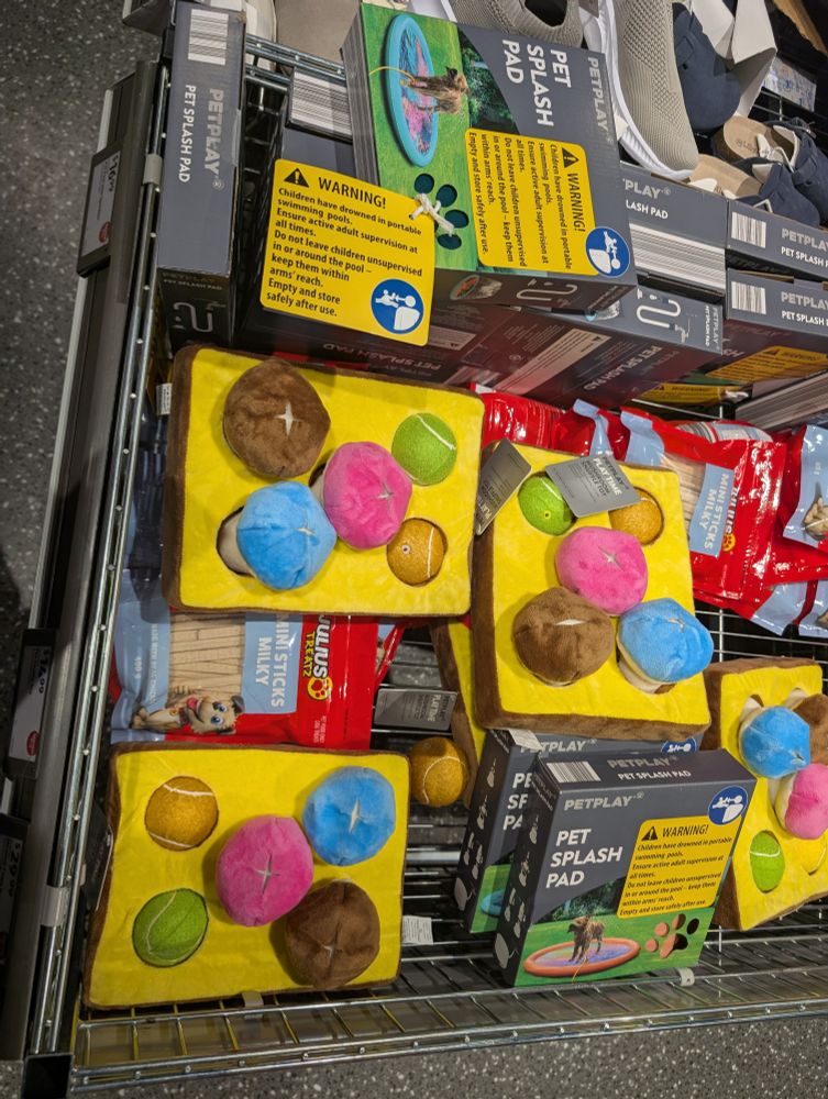 Petplay brand items at a shop 