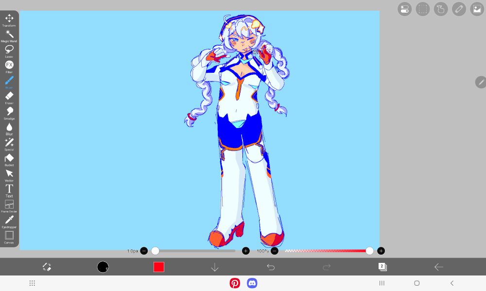 kiana kaslana drawn with a pixel pen and in vibrant colors