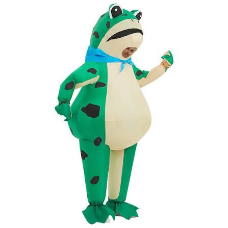 An inflatable frog costume 
