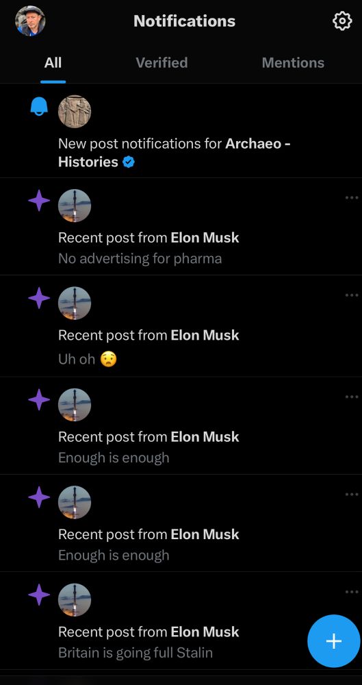 This is my current notification list on Twitter WTF? Is this the world’s most expensive vanity project? I’ll be packing up and moving here over the weekend! Blue skies ahead!! 