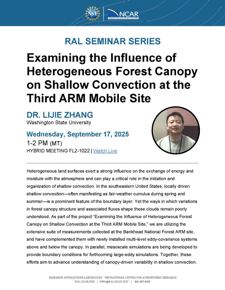 Examining the Influence of Heterogeneous Forest Canopy on Shallow Convection at the Third ARM Mobile Site, Dr. Lijie Zhang, Washington State University