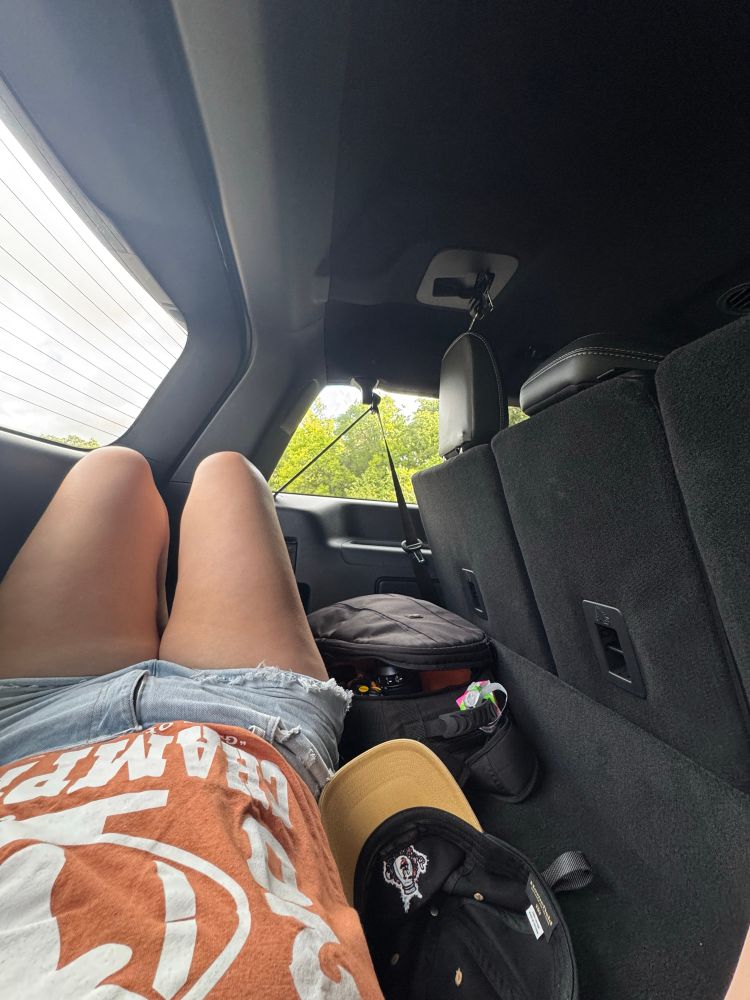 Alanis in the back of the expedition 