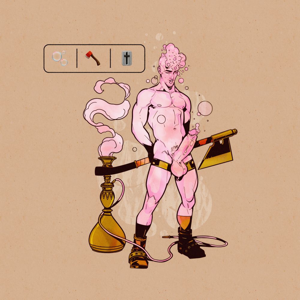 3 emoji character with bubbles and ax levels turned up