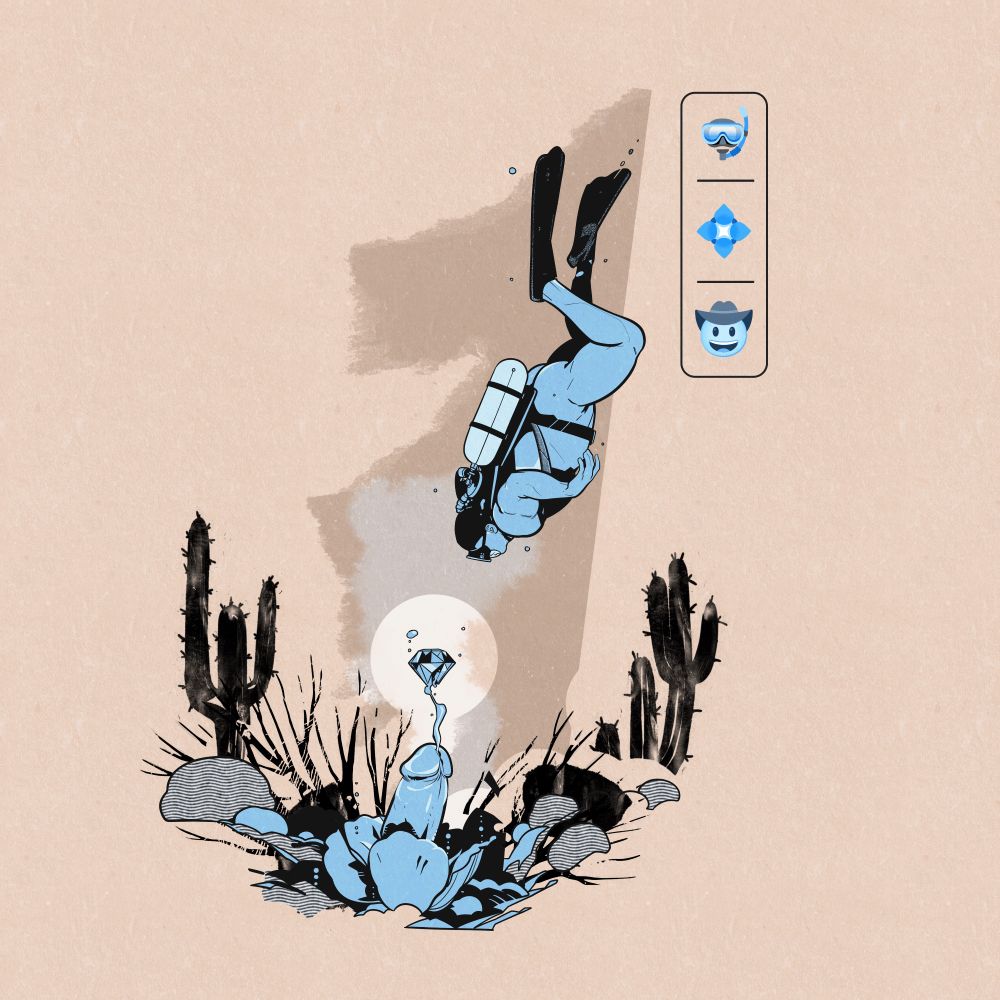 Diver finds a diamond in underwater western