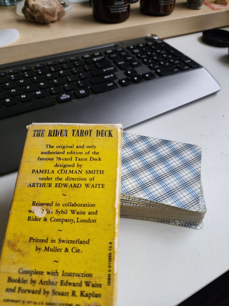 Designed by Pamela Colman Smith, under the direction of Arthur Edward Waite. The deck was REISSUED with Sybil Waite & Rider & Company.