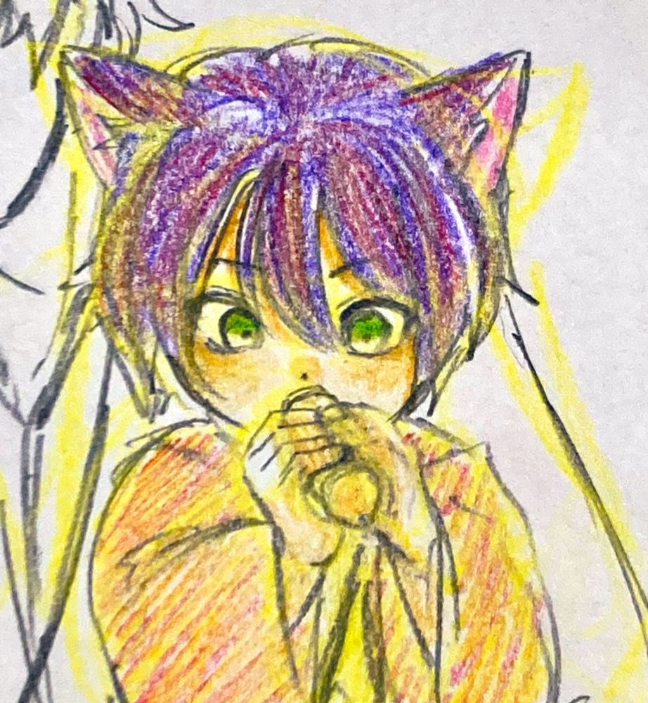 猫耳生えたタナ杉くんがヤクルコを飲んでる