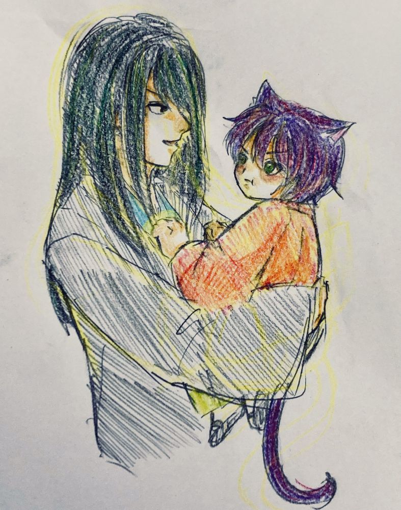 子猫タナ杉くんを抱っこするヅラ