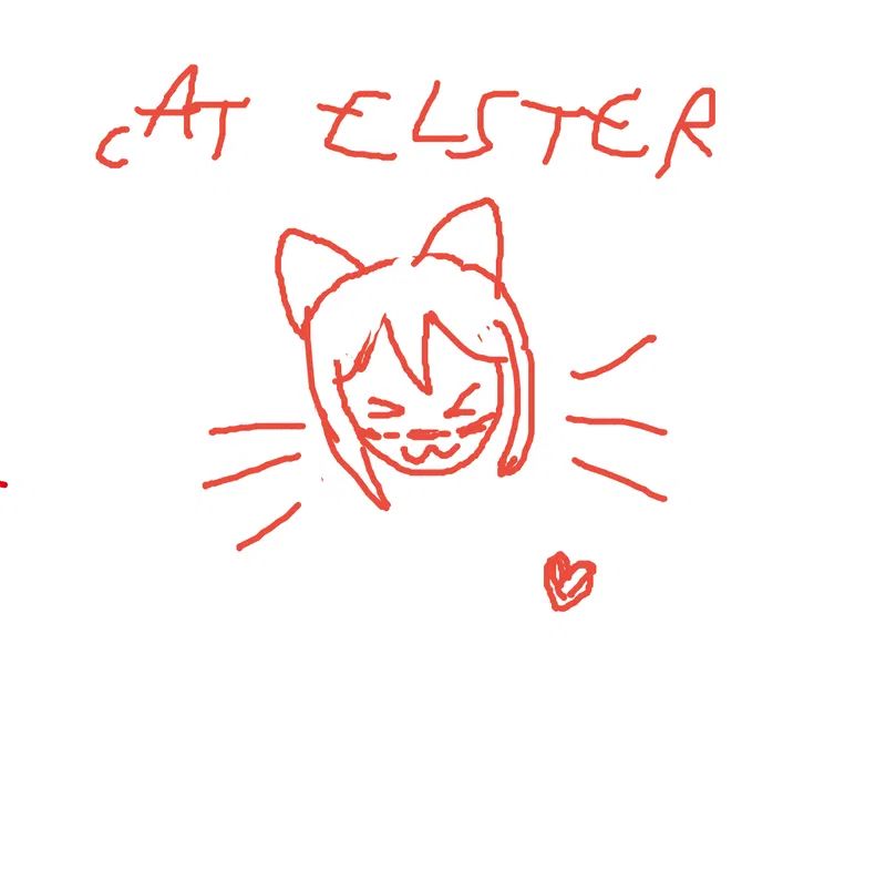 Elster with kitty ears and whiskers!!! She is going “:3” and her eyes are closed !!! She looks so happy
