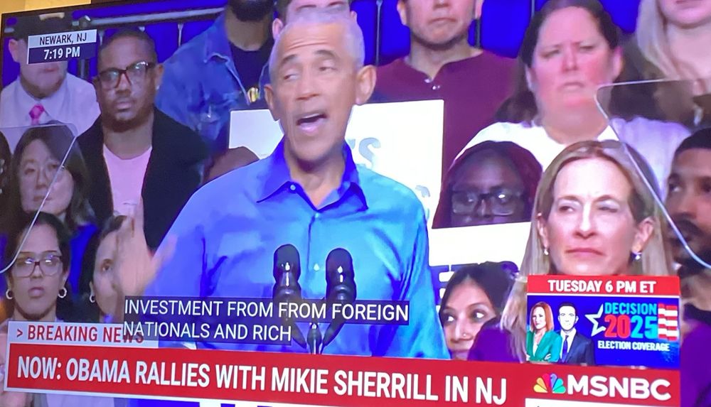 Obama is giving a great speech in New Jersey