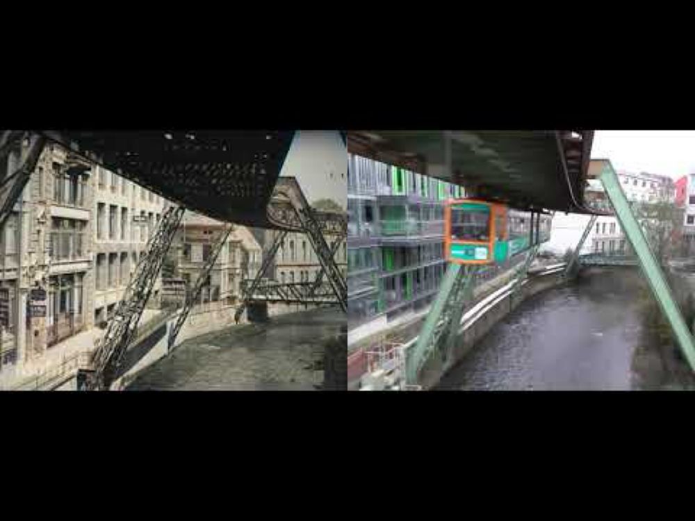 Wuppertal Schwebebahn 1902 & 2015 side by side video