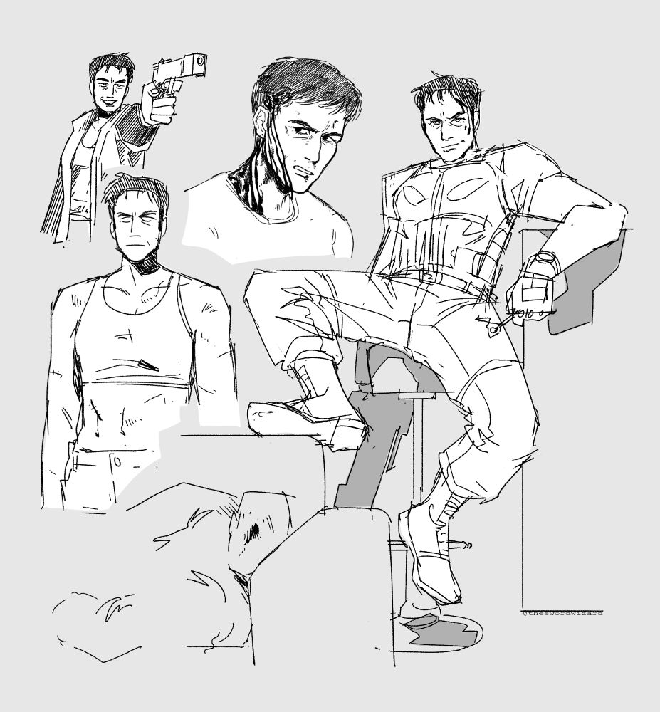 Frank Castle drawn as a butch dyke, near identical to comic. 