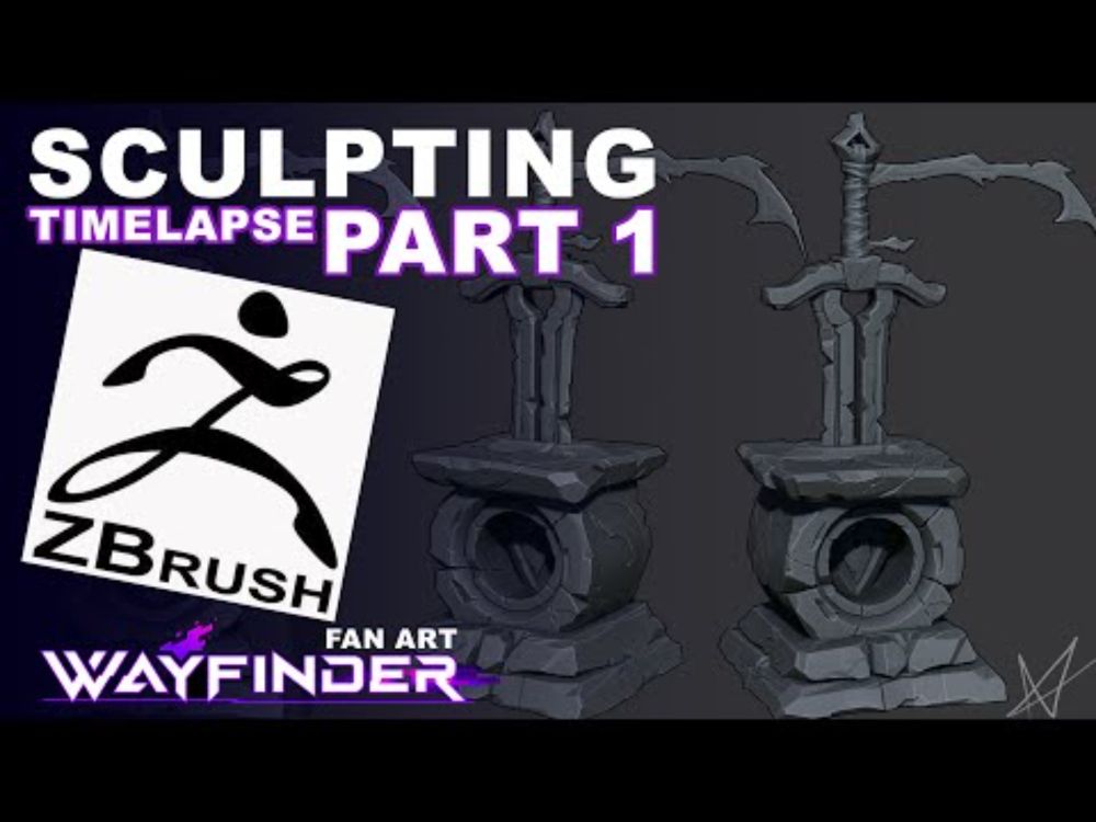 Zbrush - Wayfinder Stylized Sword Shrine sculpting Timelapse - Part 1