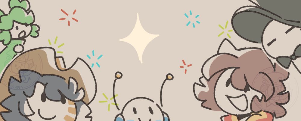 My main ocs peeking at the corners to watch sparkles and fireworks I guess