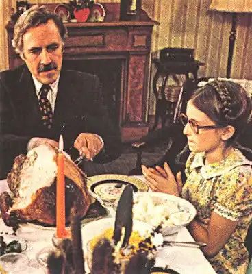 Jason Robards and Lisa Lucas in THE THANKSGIVING TREASURE (aka THE HOLIDAY TREASURE). 