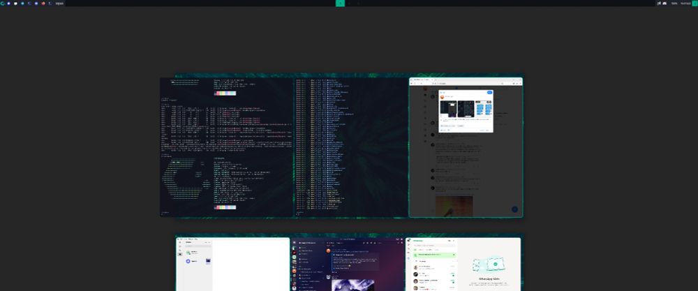 zoomed out view of a bunch of windows using niri