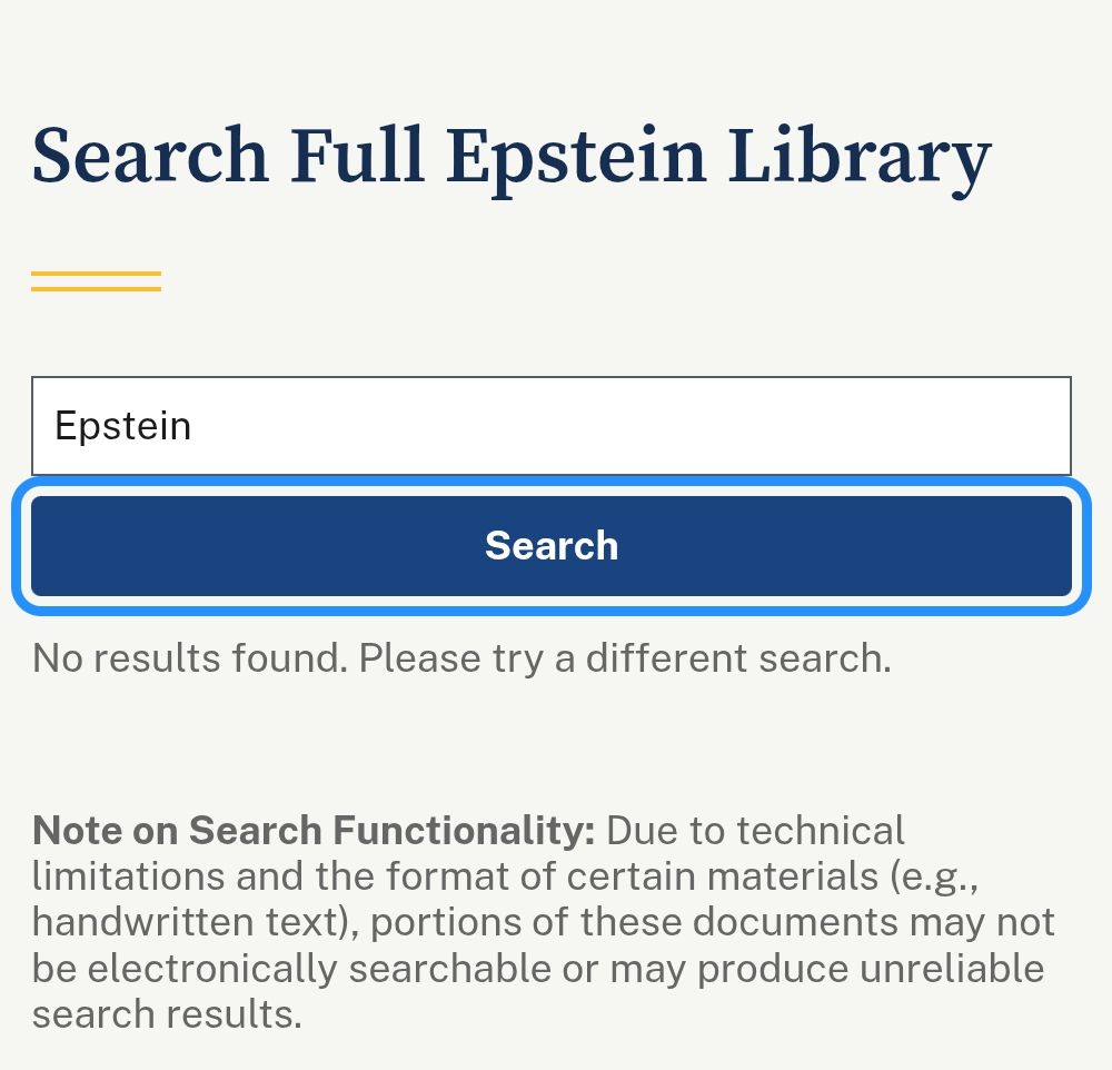 Zero results for Epstein in the Epstein Library