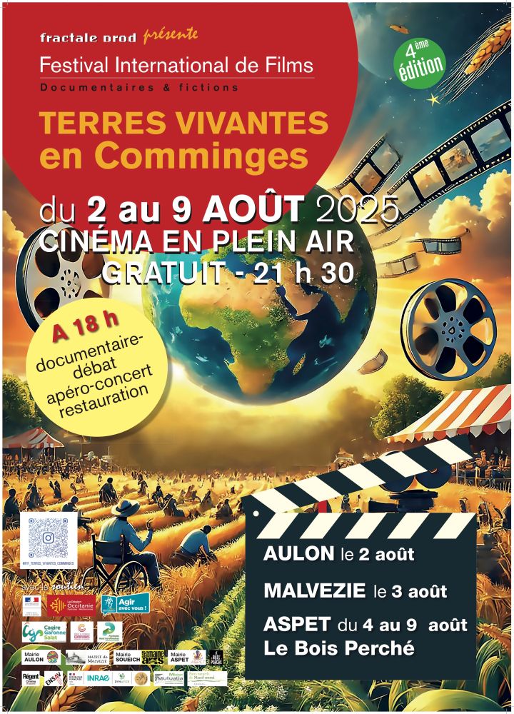 Affiche du festival international de films TERRES VIVANTES en Comminges
