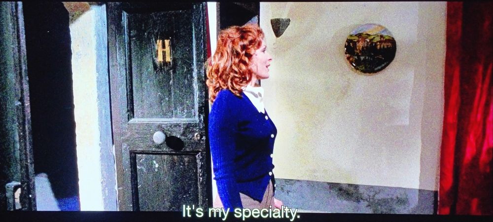 A woman is saying, "It's my specialty." 