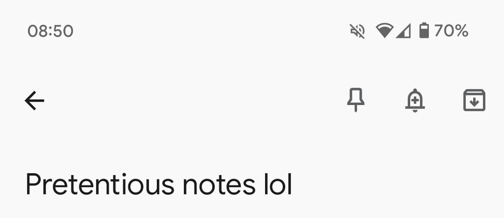 Cropped screenshot of a Google Keep note, the title of which is 'Pretentious notes lol'