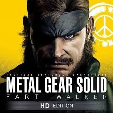 the cover of the ps3 remaster of metal gear solid peace walker but it has been edited to say fart walker