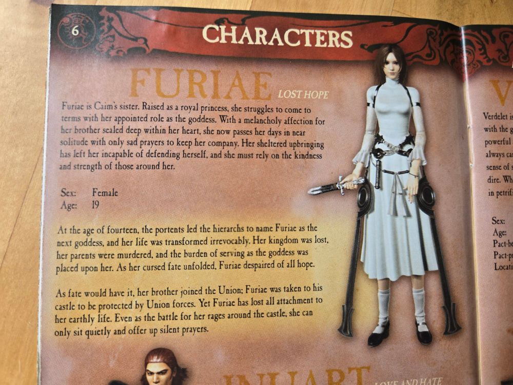 Character bio and art from Drakengard 