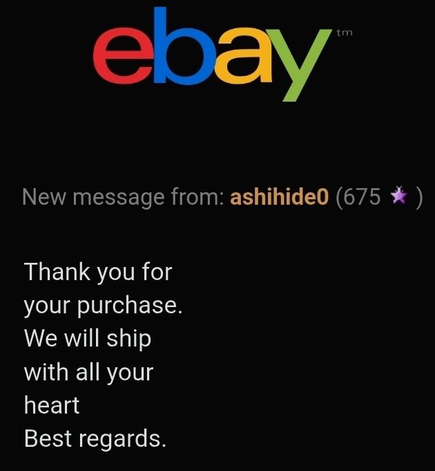 eBay message from shipper