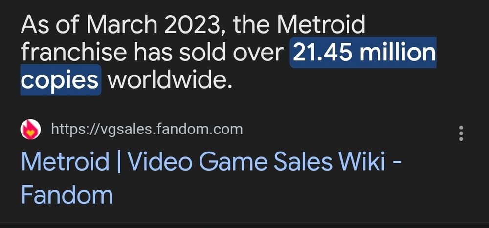 Metroid sales as of March 23