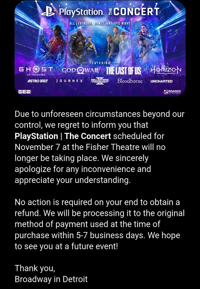 Show cancellation.