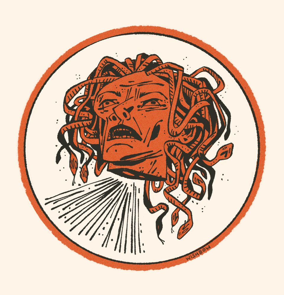 a study drawing of caravaggio's Medusa