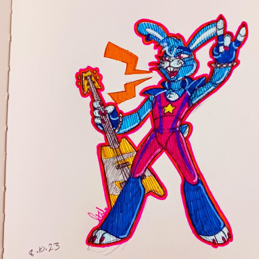 Colored drawing of glamrock bonnie.