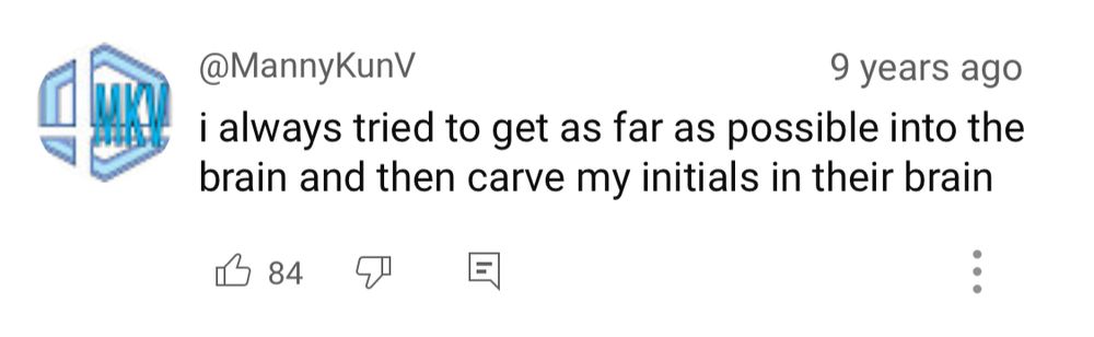 a screenshot of a youtube comment from the aforementioned video by user @MannyKunV, 
