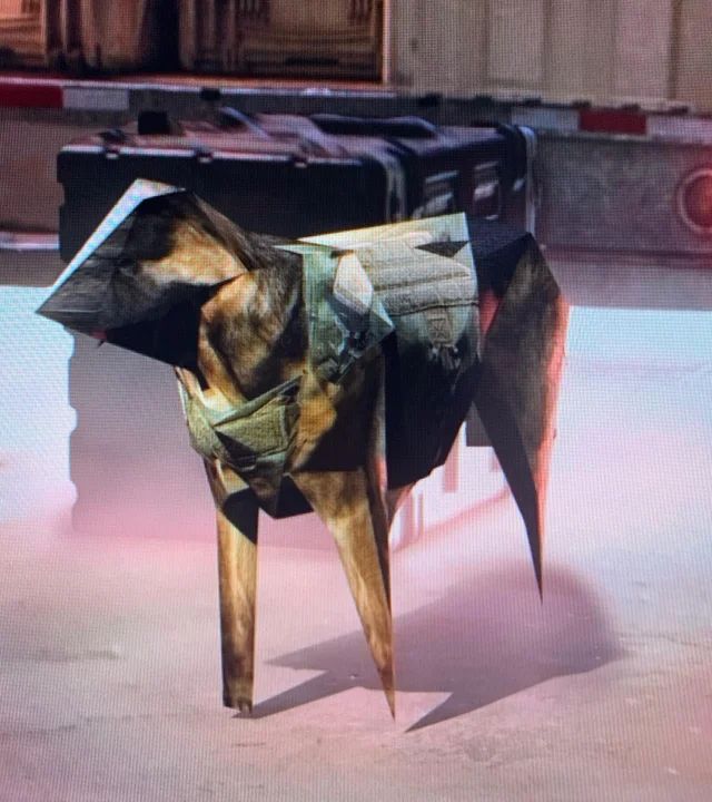 a fucked-up, low poly, LOD dog from COD