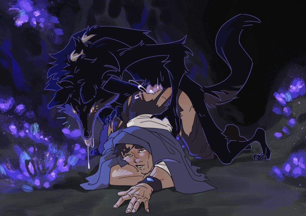 Jayce being pinned down in a cave floor by large Werewolf!Viktor, who drools over him. Jayce is in bliss as Viktor is about to pop a knot inside him, his clothes are torn into pieces and his head is covered by what remains of his cloak.