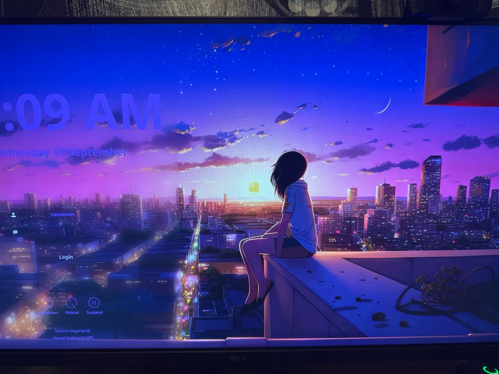 Default login screen for Arch Linux with Hyprland.
