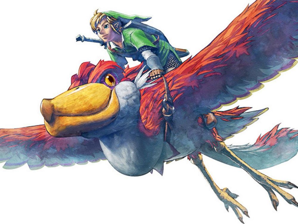 Link et son célestrier dans Zelda Skyward Sword