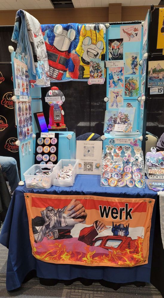 Con table setup at transformers con, BotCon, in Fort Wayne, Indiana