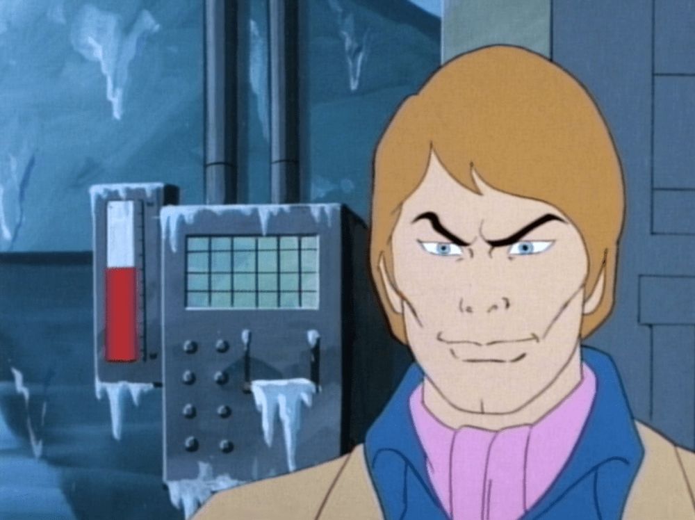 Lance Macho robot with absurd cheek ones and an evil smirk from the Spider-Man and His Amazing Friends episode "Spidey Goes Hollywood"