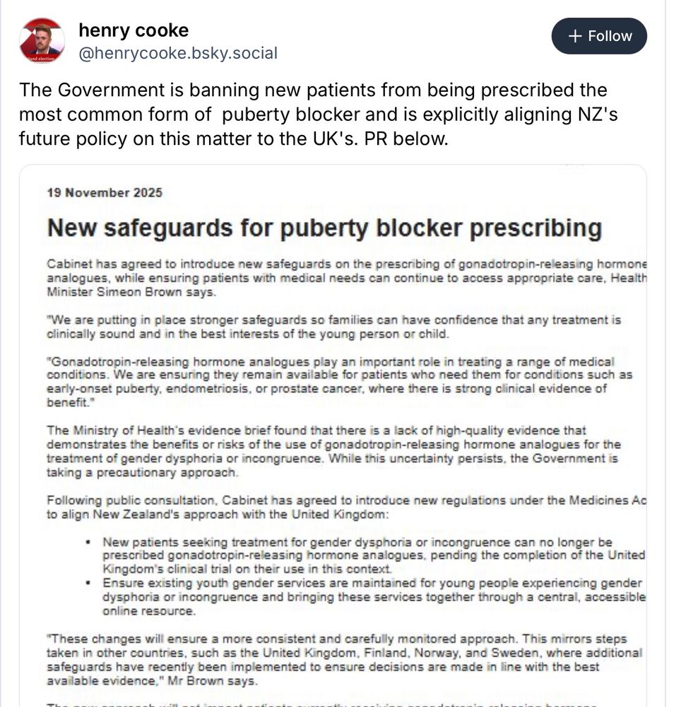 Henry Cooke with news of puberty blocker ban. 