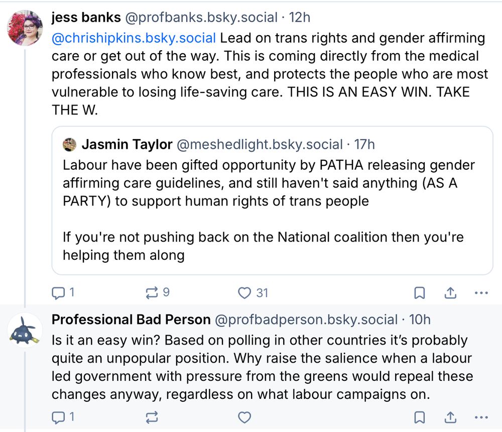 Labour supporter wanting to 'turn a blind eye' to trans rights violations. 
Starmerism has firmly taken hold. 

"Is it an easy win? Based on polling in other countries it's probably quite an unpopular position. Why raise the salience when a labour led government with pressure from the greens would repeal these
changes anyway, regardless on what labour campaigns on."