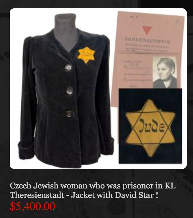 Screenshot: Eine Jacke mit Davidsstern wird für 5.400 $ angeboten.