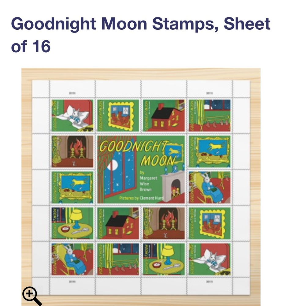 A set of 16 stamps featuring 8 different scenes from the book Goodnight Moon.