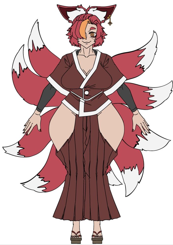 A full body character sheet of my original character, Itsu