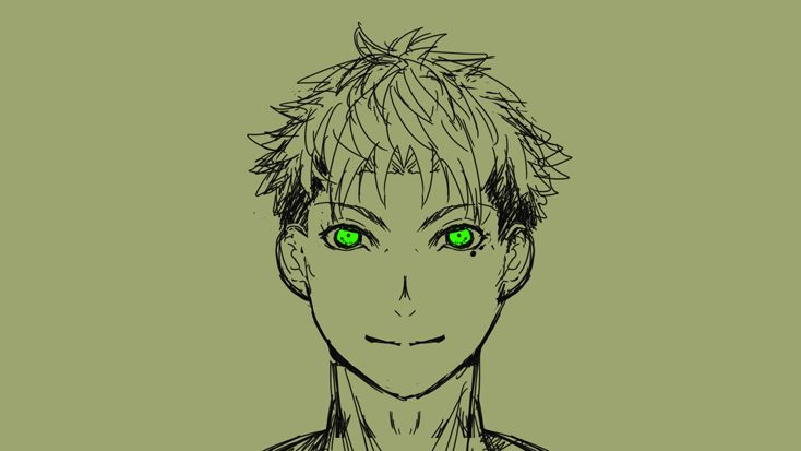 マスクをキャストオフした姿
青年っぽい
もっとおじさんっぽく描きたいが、実力がない