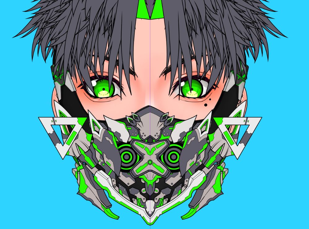 New新マスクデザインの草案デザイン
仮色を置いた状態