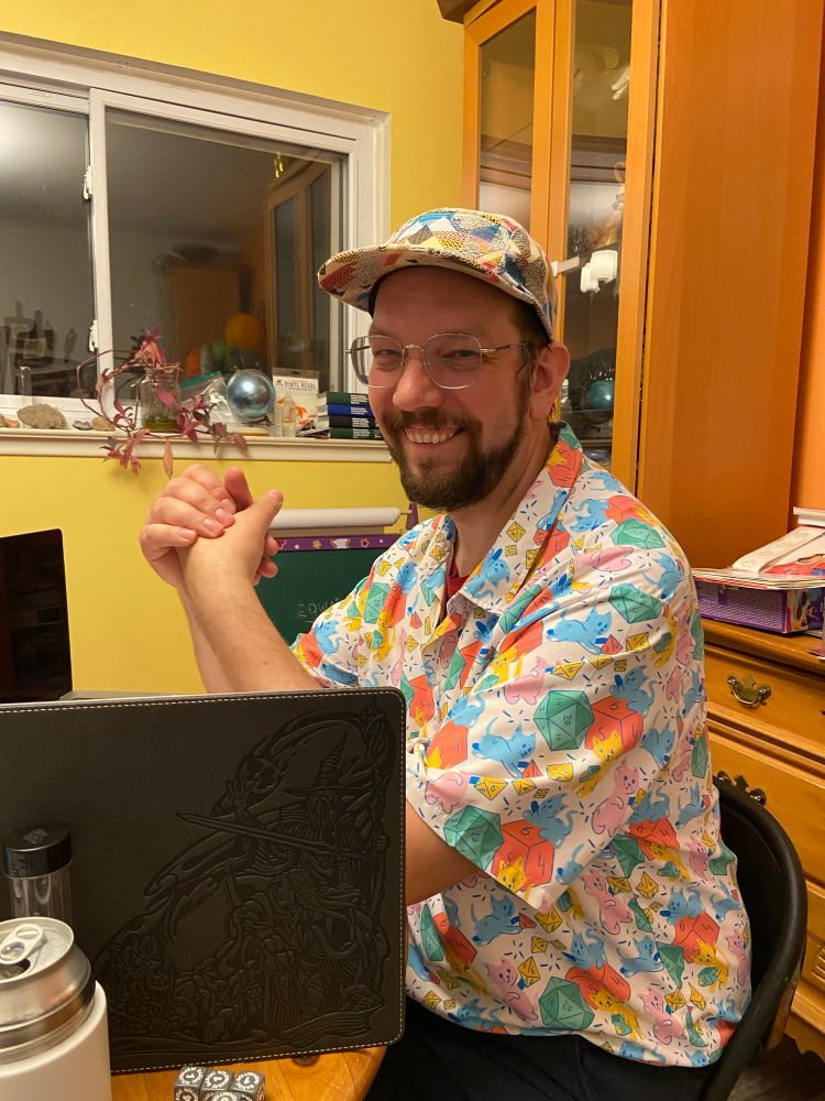 A nerd in loud brightly colored clothes