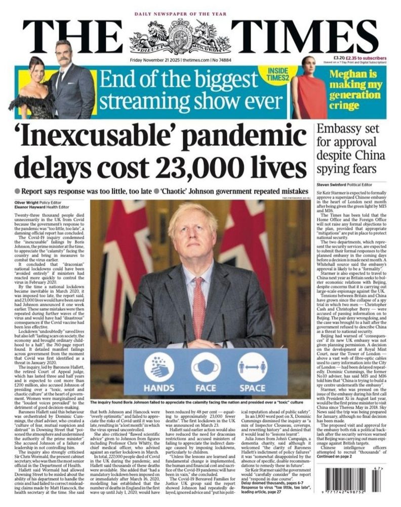 The Times- 'Inexcusable' pandemic delays cost 23,000 lives