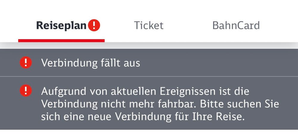 Screenshot „Verbindung fällt aus.“